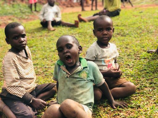 Volunteers with children